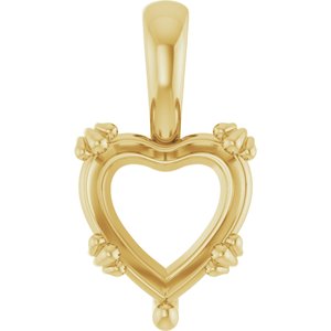 10K Yellow Gold 10x10 mm Heart Pendant Mounting – image 2