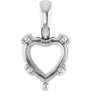 14K X1 White Gold 10x10 mm Heart Pendant Mounting – image 2