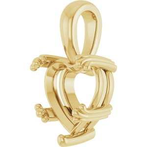 10K Yellow Gold 10x10 mm Heart Pendant Mounting – image 4
