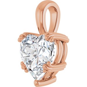 18K Rose Gold 10x10 mm Heart Pendant Mounting – image 3