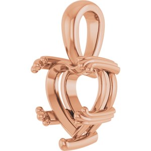 10K Rose Gold 10x10 mm Heart Pendant Mounting – image 4