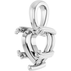 18K White Gold 10x10 mm Heart Pendant Mounting – image 4