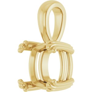 18K Yellow Gold 9x9 mm Cushion Pendant Mounting – image 4