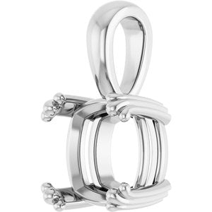 14K X1 White Gold 9x9 mm Cushion Pendant Mounting – image 4