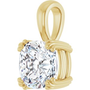 18K Yellow Gold 9x9 mm Cushion Pendant Mounting – image 3