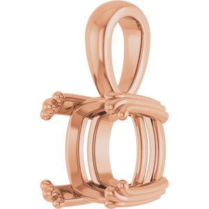 14K Rose Gold 9x9 mm Cushion Pendant Mounting – image 4
