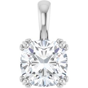 14K X1 White Gold 9x9 mm Cushion Pendant Mounting