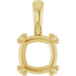 18K Yellow Gold 9x9 mm Cushion Pendant Mounting – image 2