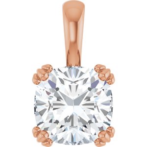 14K Rose Gold 9x9 mm Cushion Pendant Mounting