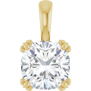 18K Yellow Gold 9x9 mm Cushion Pendant Mounting