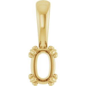 18K Yellow Gold 6x4 mm Elongated Cushion Pendant Mounting – image 2