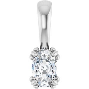 14K White Gold 6x4 mm Elongated Cushion Pendant Mounting