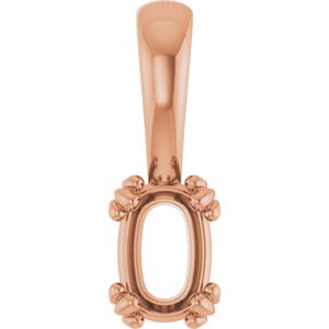 18K Rose Gold 6x4 mm Elongated Cushion Pendant Mounting – image 2