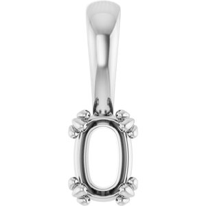 18K White Gold 6x4 mm Elongated Cushion Pendant Mounting – image 2