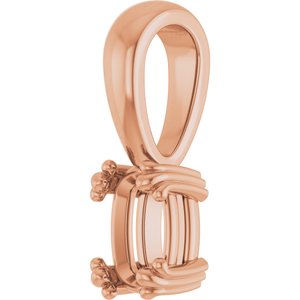 10K Rose Gold 6x4 mm Elongated Cushion Pendant Mounting – image 4