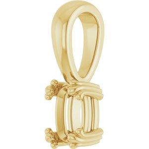 10K Yellow Gold 6x4 mm Elongated Cushion Pendant Mounting – image 4