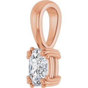10K Rose Gold 6x4 mm Elongated Cushion Pendant Mounting – image 3