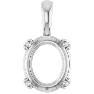10K White Gold 13x11 mm Oval Pendant Mounting – image 2