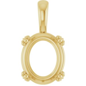 14K Yellow Gold 13x11 mm Oval Pendant Mounting – image 2