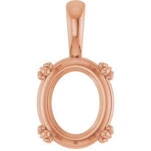 14K Rose Gold 13x11 mm Oval Pendant Mounting – image 2