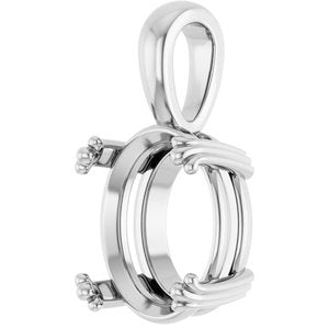 10K White Gold 13x11 mm Oval Pendant Mounting – image 4