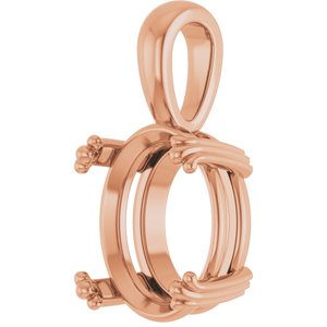 10K Rose Gold 13x11 mm Oval Pendant Mounting – image 4