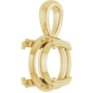 14K Yellow Gold 13x11 mm Oval Pendant Mounting – image 4