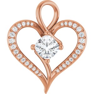 14K Rose Gold 6x6 mm Cushion Pendant Mounting