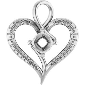 Sterling Silver 6x6 mm Cushion Pendant Mounting – image 2
