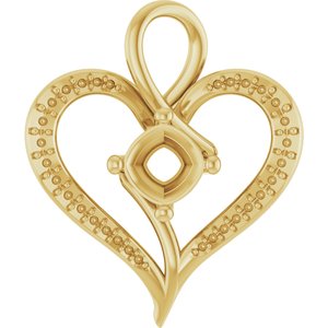 14K Yellow Gold 6x6 mm Cushion Pendant Mounting – image 2