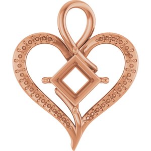 10K Rose Gold 8x8 mm Square Pendant Mounting – image 2