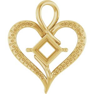 18K Yellow Gold 8x8 mm Square Pendant Mounting – image 2
