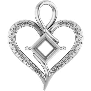18K White Gold 8x8 mm Square Pendant Mounting – image 2