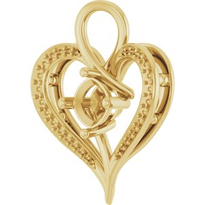 14K Yellow Gold 6x6 mm Cushion Pendant Mounting – image 4
