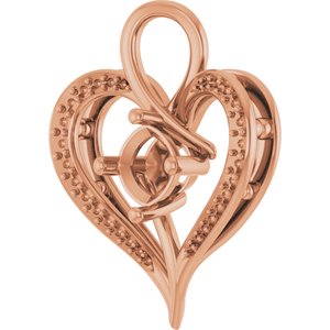 14K Rose Gold 6x6 mm Cushion Pendant Mounting – image 4