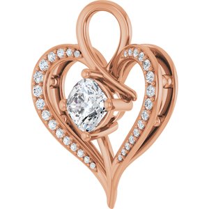 14K Rose Gold 6x6 mm Cushion Pendant Mounting – image 3