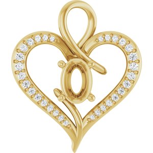 14K Yellow Gold 7x5 mm Oval 1/6 CTW Natural Diamond Semi-Set Pendant – image 2