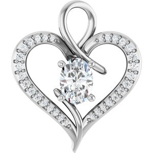 14K White Gold 7x5 mm Oval 1/6 CTW Lab-Grown Diamond Semi-Set Pendant