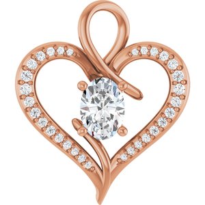 14K Rose Gold 7x5 mm Oval 1/6 CTW Natural Diamond Semi-Set Pendant