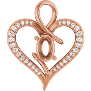 14K Rose Gold 7x5 mm Oval 1/6 CTW Lab-Grown Diamond Semi-Set Pendant – image 2