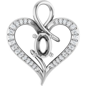 14K White Gold 7x5 mm Oval 1/6 CTW Lab-Grown Diamond Semi-Set Pendant – image 2
