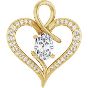 14K Yellow Gold 7x5 mm Oval 1/6 CTW Natural Diamond Semi-Set Pendant
