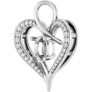 Platinum 7x5 mm Oval 1/6 CTW Lab-Grown Diamond Semi-Set Pendant – image 4