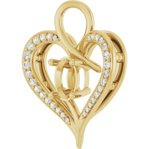 14K Yellow Gold 7x5 mm Oval 1/6 CTW Natural Diamond Semi-Set Pendant – image 4
