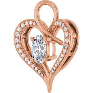 14K Rose Gold 7x5 mm Oval 1/6 CTW Natural Diamond Semi-Set Pendant – image 3