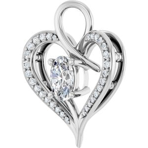 14K White Gold 7x5 mm Oval 1/6 CTW Natural Diamond Semi-Set Pendant – image 3