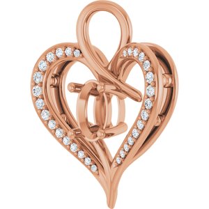 14K Rose Gold 7x5 mm Oval 1/6 CTW Lab-Grown Diamond Semi-Set Pendant – image 4