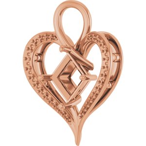 10K Rose Gold 8x8 mm Square Pendant Mounting – image 4
