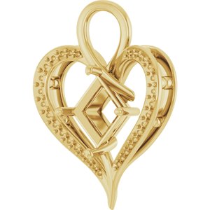 10K Yellow Gold 8x8 mm Square Pendant Mounting – image 4
