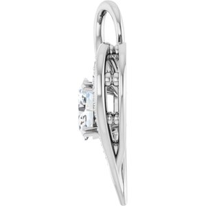 Sterling Silver 7x5 mm Oval 1/6 CTW Natural Diamond Semi-Set Pendant – image 5